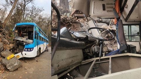 Accident कांकेर केशकाल घाट में ब्रेक फेल होने से चार लोगों की हालत गंभीर 21 सवारी घायल,