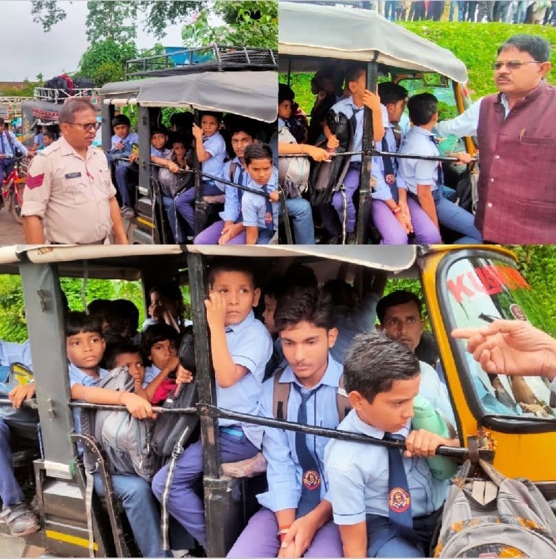 स्वामी आत्मानंद स्कूल में बच्चों को आने-जाने वाहन की व्यवस्था नही होने से, ऑटो-संचालक कर रहे है, बच्चों के जान के साथ खिलवाड़